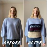 Color block sweater before and after